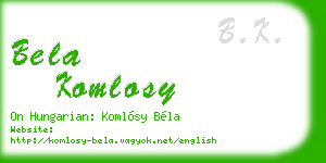 bela komlosy business card